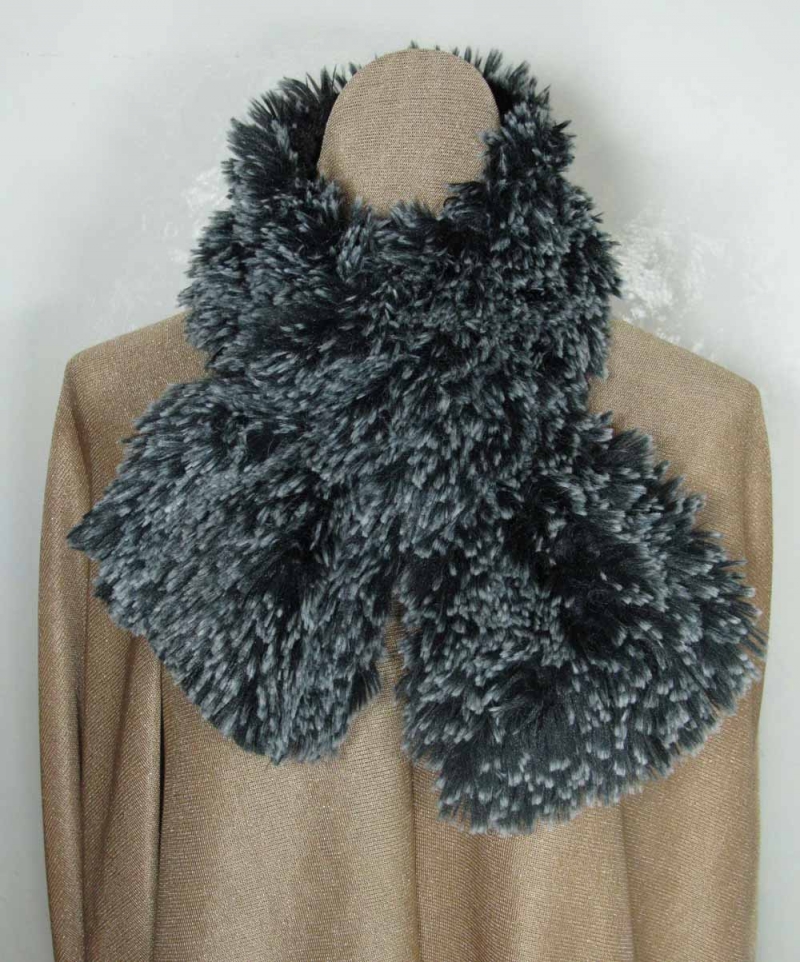 Pull Through Scarf in Black Tipped Fur
